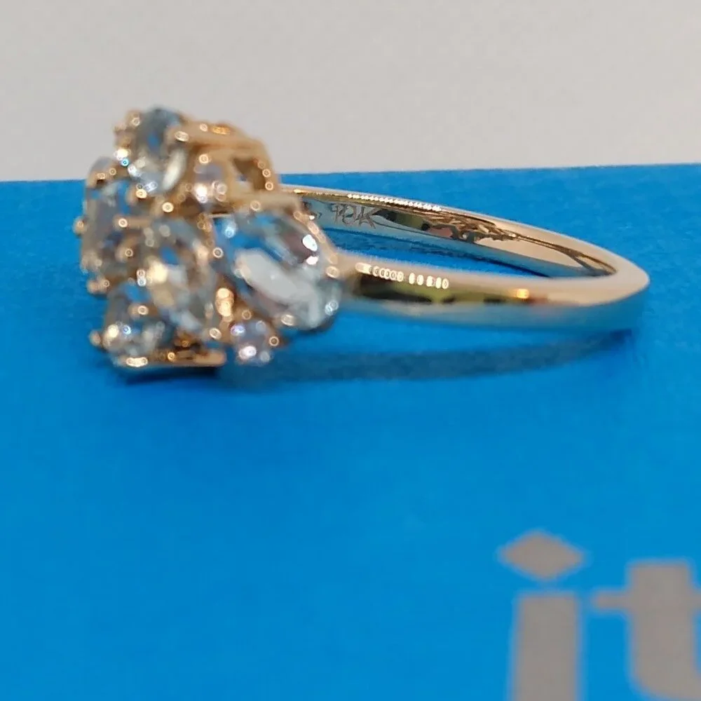 Solid 10k yellow gold ,blue topaz - Picture 4 of 6